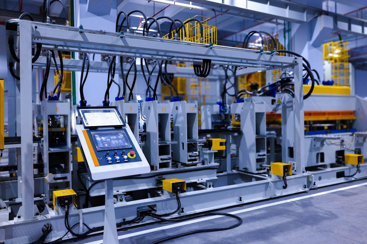 Touchscreen control panel on an industrial machine